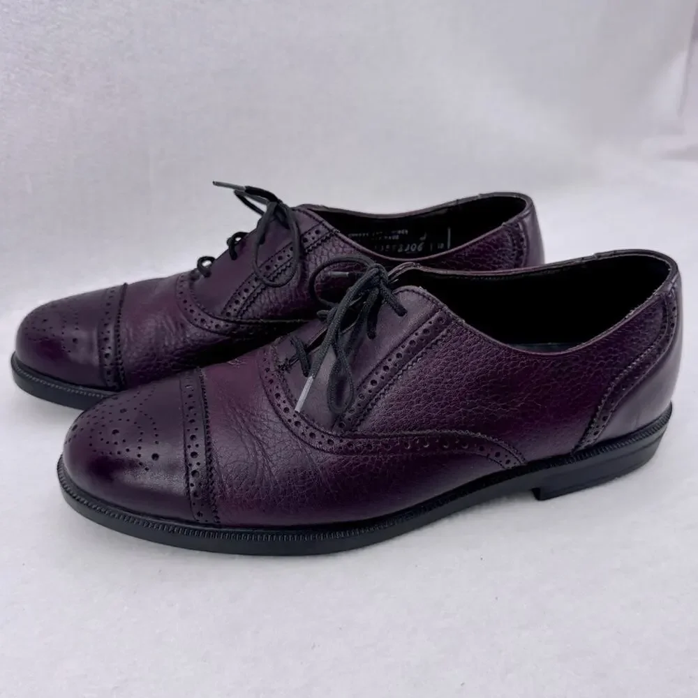 EUC Clarks Stanford Brogue Oxford Leather Cap Toe Shoes Dark Burgundy Men’s sz 7